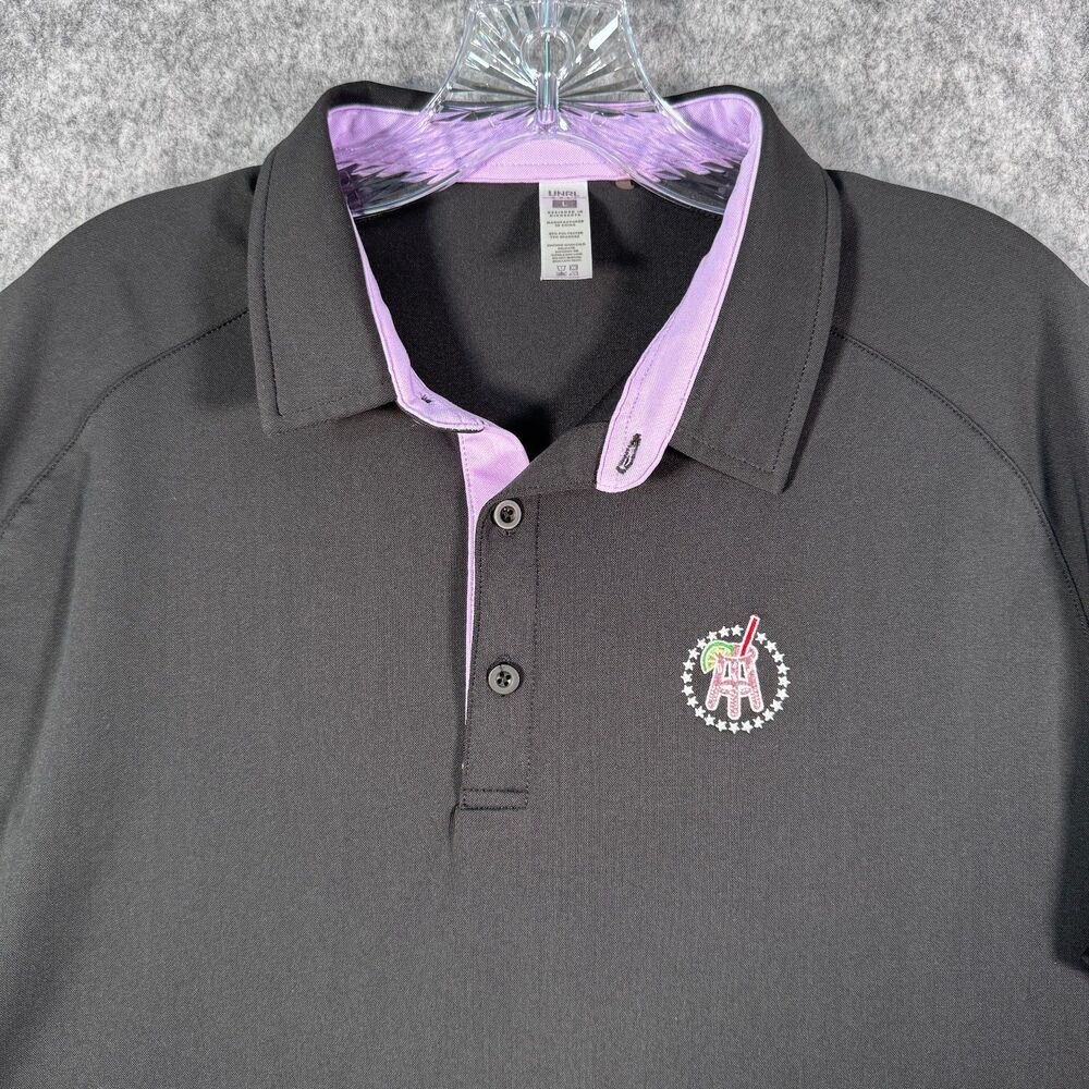 UNRL Barstool Sports Polo Shirt Mens Large Black Golf Transfusion Performance